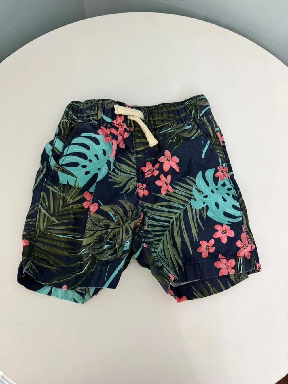 The Children's Place Navy Tropical Floral Shorts with Teal & Pink 18-24m